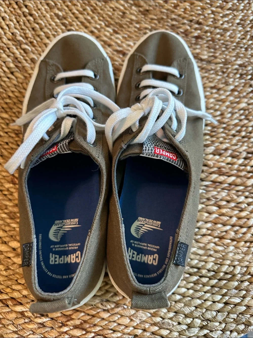 Camper Olive Canvas Low-Top Sneakers with White Laces- men’s size 13